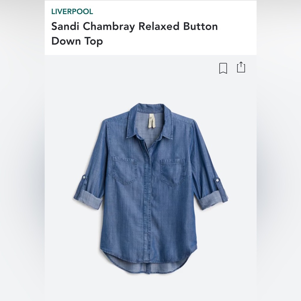 Stitch Fix Liverpool Sandi Chambray Relaxed Button Down Top - NWOT